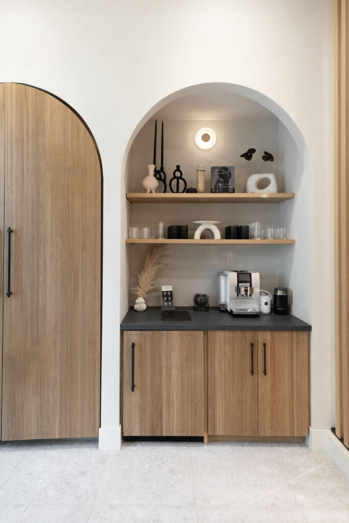 Hair salon coffee bar design. 